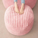 HIGOGOGO Round Stuffed Pouf Ottoman, Stripe Faux Fur Poufs with Foam Chunk Filling, Furry and Fluffy Pouf Foot Stool Storage Ottoman, 20 X 15 Floor Poufs Foot Rest for Living Room, Pink by CozyNest Decor