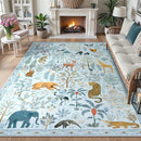 OJIA Animal Print Washable Area Rug 5x7, Soft Nursery Rugs for Living Room Ultra-Thin Non-Shedding Kids Bedroom Rug, Stain Resistant Throw Rug Large Carpet for Dining Room, Light Blue by TinyTreasures Baby Boutique