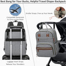 Diaper Bag Backpack for Women with Changing Pad, Baby Bag with Insulated Pockets Multifunctional Diaper Bags For Baby Girl Boy Waterproof Baby Bags For Boys Girls Maternity Bag Grey by TinyTreasures Baby Boutique