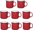 Set of 8 Ceramic Campfire Mugs – 15 Oz, Red – Coffee & Tea Cups for Home, Work, Travel, Camping – Customizable, Great for DIY, Events, Companies by CozyNest Decor