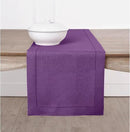 Solino Home Linen Purple Table Runner 156 Inches Long - 100% Pure Linen Extra Long Table Runner 14 x 156 Inch for Fall, Autumn, Halloween, Thanksgiving - Classic Hemstitch by CozyNest Decor