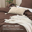 Litanika Brown Comforter Set Queen Size, 3 Pieces Lightweight Solid Bedding Comforter Set, All Season Fluffy Bed Set (90x90In Comforter & 2 Pillowcases) by CozyNest Decor