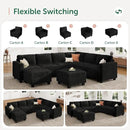 HONBAY Corduroy Sectional Couch with Storage U Shaped Sectional Sofa Modular Sectional Couches for Living Room, Black by CozyNest Decor