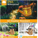 Solar Lanterns Outdoor Waterproof,Metal Watering Can Garden Decor,Fairy Hanging Solar Path Lights Yard Art,Outside Patio Decorations Gardening Birthday Gifts for Mom Grandma Women（with Shepherd Hook）