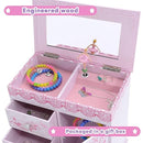 Jewelkeeper - Ballerina Jewelry Box for Girls with 3 Pullout Drawers - Ballerina Music Box with Swan Lake Tune - Ballet Slipper Design - Jewelry Storage Organizer for Necklaces and Bracelets by TinyTreasures Baby Boutique