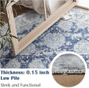 jinchan Round Rug 7ft Area Rugs Vintage Floral Distressed Design Machine Washable Non-Slip Low-Pile Ultra-Thin Circle Rug for Living Room Dining Room Bedroom Home Office Farmhouse (7' Round,Dark Blue) by TinyTreasures Baby Boutique