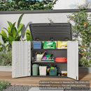 HOMSPARK Storage Shed Weather Resistance, Multi-Purpose Outdoor Storage Cabinet for Backyards and Patios, Horizontal Storage Shed for Lawnmower, Patio Accessories (Off-White, Large - 48 cu.ft) by GreenHaven Gardens