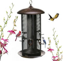 Nature's Rhythm Metal Hopper Bird Feeder, Dual Seed Compartments, 10 Feeding Ports, Holds 10lbs Seed, Attracts Cardinals, Titmice, Nuthatches by CozyNest Decor