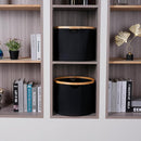 efluky Storage Baskets for Organizing, Fabric Storage Bins with Bamboo Handles, Collapsible Storage Baskets for Shelves and Closet,Medium, Black Set of 2 by TinyTreasures Baby Boutique