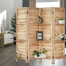 Room Divider with Shelves, Privacy Screen, Room Dividers and Folding Privacy Screens, 4 Panel Wood Temporary Wall Partition Separation Separator, Natural by CozyNest Decor