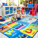 Kids Rugs for Playroom Washable, Educational and Fun Learning Rugs with ABC Alphabet Animals Shapes, Baby Toddler Children's Play Mat for Bedroom Classroom Nursery, 5x7 Feet, Blue by CozyNest Decor