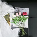 Mandy's Artificial Tulips 20 Stems Shades of Pink PU Faux Flowers for Wedding Home Decor 13.5 Inch by CozyNest Decor