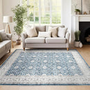jinchan Floral Area Rugs 4x6 Machine Washable Vintage Distressed Boho Design Throw Rug Stain Resistant Carpet Low Pile Ultra-Thin Non-Slip for Bedroom Living Room Dining Room Kitchen(4‘x6',Drak Blue) by TinyTreasures Baby Boutique