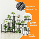 Bamworld Outdoor Plant Stand Indoor Black Corner Shelf 5-Tier 11 Potted Flower Shelves Wooden Garden Wood Plant Holder Rack for Living Room Lawn Window by GreenHaven Gardens