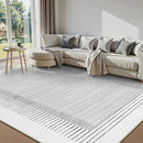 Wonnitar Washable Striped 8x10 Rugs for Living Room, Non-Slip Soft Grey Berber Stripe Bedroom Rug, Low Pile Minimalist Floor Carpet for Dining Room Living Room Office Department (Grey, 8' x 10') by CozyNest Decor