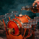 Barrel Decanter With 6 Whiskey Glasses By 1000 Ml Mahogany Wood Old Fashioned Classi by The Wine Savant