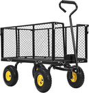 Heavy Duty Steel Garden Cart, 1100LBS Pullable Metal Garden Wagon with 10" Wheels, 180° Rotating Handle and Removable Sides for Outdoor, Farm, Yard, Beach by GreenHaven Gardens