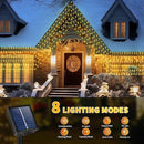 32.8 * 3.28FT Large Size Solar Curtain Lights Outdoor, 8 Modes Icicle Lights, Garden Christmas Decortions for Patio, Gazebo, Eaves, Fence, Tree, Porch (Warm White) by GreenHaven Gardens