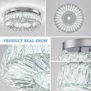 16.5" Crystal Chandelier LED Modern Flush Mount Ceiling Light Fixtures Round Ring Luxury Large Chandelier for Living Room Bedroom Dining Room Entrance (Cool white-16.5") by CozyNest Decor