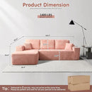 ovios 104" Cloud Sectional Couch with L-Shape Chaise,Modern Modular Sofa with Deep Seat, Upholstered Couches for Living Room Bedroom,No Assembly Required, Pink (Plush Corduroy Fabric)