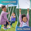 Sportspower MSC-4510-TL Arcadia Metal Swing Set with 5’ Slide, Trapeze, & 2-Person Glider Swing, Teal by TinyTreasures Baby Boutique