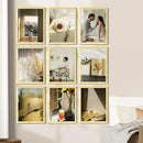 Vittanly 12x16 Picture Frames Set of 9, Shatter Resistant Plexiglass, Display 11x14 Pictures with Mat or 12x16 without Mat, Photo Frames for Wall Mount, Engineered Wood, Gold by CozyNest Decor