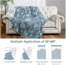 jinchan Boho 100% Cotton Muslin Twin Size 50x60 Inches Blanket Lightweight 4-Layer Quilted Soft Blue and White Floral Throw Blanket Green Accents Reversible Comfy Flower Breathable Summer Couch by CozyNest Decor