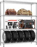 IZEUK 3400 LBS Garage Shelving Wide Storage Shelves 4 Tier Metal Shelves Heavy Duty Adjustable Utility Shelf Rack Chrome 17.7" D x 59.1" W x 70.4" H by CozyNest Decor