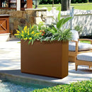 FENCY Metal Rectangular Planter Box for Outdoor - Large Planters with Drainage Holes (35.4" L x 9" W x 25.6" H, Brown) by GreenHaven Gardens