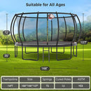 Tatub Large Trampolines Outdoor 10 12 14 15 16FT for Kids and Adults,Outdoor Recreational Pumpkin Trampolines with Curved Poles and Safety Enclosure Net, Basketball Hoop, Ladder by TinyTreasures Baby Boutique