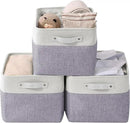 DECOMOMO Storage Bins Fabric Storage Baskets for Shelves, Linen Closet Organization Toys Nursery (Purple and White, Large - 3 Pack) by CozyNest Decor
