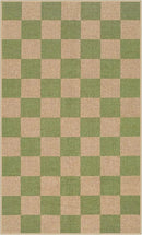 Lahome Checkered 3x5 Washable Rug, Green Easy Jute Rug for Entryway Living Room, Modern Non Slip Non Shedding Indoor Outdoor Carpet for Porch Deck Kitchen by CozyNest Decor
