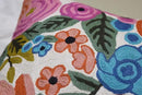 Roses Floral Pillow Cover Flower Farmhouse Chair Cushion Suzani Flowers Pillowcase Boho Florals Accent Throw Pillowsham Wool Hand Embroidered Size 18x18 by CozyNest Decor