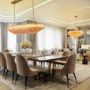 Amber Glass Chandeliers for Dining Room Over Table, 43" Modern Rectangular Dining room Chandelier, Honeycomb Layered Crystal Kitchen Island Long Chandelier Gold Dimmable Ceiling Light for Kitchen by CozyNest Decor