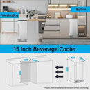 15 Inch Undercounter Beverage Refrigerator - 126 Cans Beverage Fridge with Stainless Steel Door for Beer Wine Soda - Built-in or Freestanding Wine Cooler for Home Kitchen Bar by CozyNest Decor
