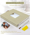 popotop Photo Album Self Adhesive with Picture Display Window,40 Pages DIY Scrapbooking Supplies Kit for 4x6 8x10 Picture,Linen Cover Memory Book for Baby Wedding, with Scraper and Metallic Pen by TinyTreasures Baby Boutique