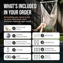 Hanging Hammock Chair Swing – Hanging Chair Outdoor & Indoor - Hammock Swing Chair – Quick & Easy Setup with Hardware Kit – Durable & Spacious Full Body Support – Holds 440 Lbs by GreenHaven Gardens
