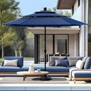 PHI VILLA 10ft Outdoor Patio Umbrellas for Outside, 3 Tier Vented Market Table Umbrella Windproof for Backyard, Deck, Garden, 1.5" Pole, Dark Blue（No Base） by GreenHaven Gardens