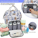Diaper Bag Backpack, Diaper Bags for Baby Girls Boys, Baby Bags for Moms Dads, Nappy Changing Bag with Insulated Pockets,Multi-functional Waterproof Backpack with Stroller straps-Animal World White by TinyTreasures Baby Boutique
