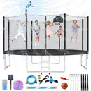 Upgraded 10/12/14/15/16FT Trampoline Outdoor, Large Kids Trampoline with Light, Stakes, Sprinkler, Backyard Trampoline with Basketball Hoop and Net, Capacity for 4-6 Kids and Adults by TinyTreasures Baby Boutique