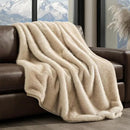 Luxury Faux Fur Throw Blanket, Soft Fluffy Faux Mink Blankets for Bed, Couch, Sofa, Thick Cozy Plush Warm Fur Throws with Reversible Velvet, Tipped Golden Fox, 60"x80" by CozyNest Decor