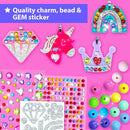 KRAFUN Jewelry Kit Unicorn & Princess Craft Set for Kids 5+ Years, 12 DIY Gem Bracelets & Charms, Unicorn & Princess Theme, Stickers, Instructions, Creative Kit by TinyTreasures Baby Boutique