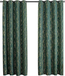 Grommets Blackout Long Window Curtains Green Gold-52W*84L 2PCS Drapes for Bedroom by CozyNest Decor