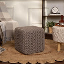 REDEARTH Cube Hand Knitted Pouf - Foot Stool Ottoman - Cord Boho Pouffe - Poof Accent Stuffed Table or Footrest for Living Room - Nursery - Bedroom - Patio - 100% Cotton (16" x 16" x 16") - Taupe by CozyNest Decor