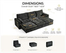 Oversized Modular Sofa Comfy Cloud Couch with Storage, Extra Deep Plush Sectional Sofa Set for Living Room, Covers Washable, Chenille, Olar (Black, 6-Seater with 3 Ottomans, Sleeper) by CozyNest Decor