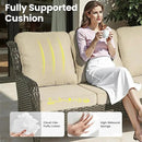 ovios 6 Pieces Patio Furniture Set, Outdoor Wicker Sofas with Glass Coffee Table and Comfy Cushions, All Weather High Back Couch Set for Deck Porch, Brown Rattan, Beige by GreenHaven Gardens