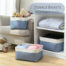 TcaFmac Storage Bins for Organization - Large 3 Pack Canvas Storage Basket for Shelves with Handles, Collapsible Baskets for Organizing for Closet Dog Laundry (White & Blue16x12x8 inch) by TinyTreasures Baby Boutique