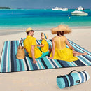 ZAZE Picnic Blankets Beach Blanket, 80''x80'' Extra Large Thick 3-Layers, Sandproof Machine Washable Waterproof Foldable Oversized XL Outdoor Mat, for Camping, Park, Travel, Grass(Blue White Stripe) by TinyTreasures Baby Boutique