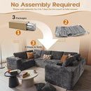 Cloud Sectional Couches for Living Room,U Shaped Modular Sofas No Assembly,135x79 Inches Plush Corduroy Oversized Floor Couch Set with Deep Seat Chaise,Grey by CozyNest Decor