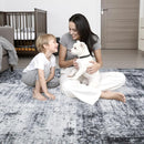 9x12 Area Rug Living Room Rug: Washable Modern Abstract Soft Thin Rug Indoor Floor No Slip Stain Resistant Carpet for Bedroom Dining Room Farmhouse Nursery Home Office - Dark Black by TinyTreasures Baby Boutique